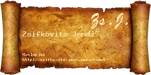 Zsifkovits Jenő névjegykártya